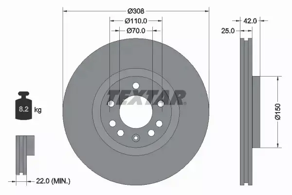 TEXTAR TARCZE+KLOCKI PRZÓD ASTRA H ZAFIRA 308MM 