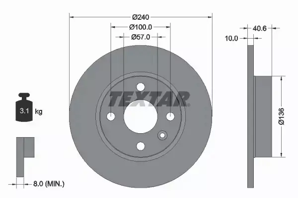 TEXTAR TARCZE HAMULCOWE TYŁ 92111003 