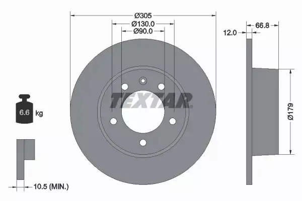 TEXTAR TARCZE HAMULCOWE TYŁ 92111203 