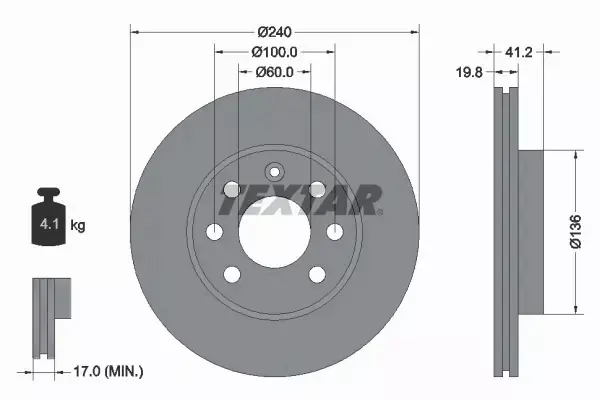 TEXTAR TARCZE+KLOCKI PRZÓD OPEL CORSA C 240MM 