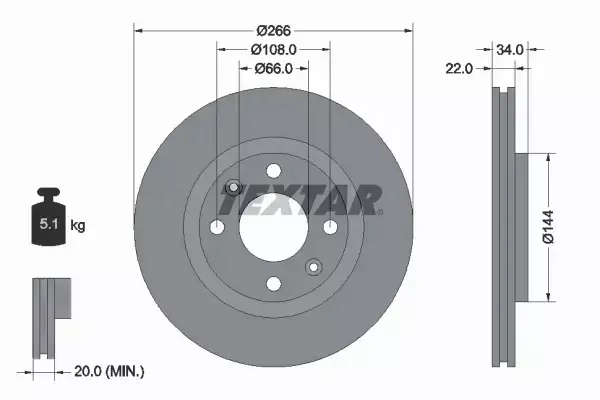 TEXTAR TARCZE+KLOCKI PRZÓD CITROEN C2 C3 XSARA 