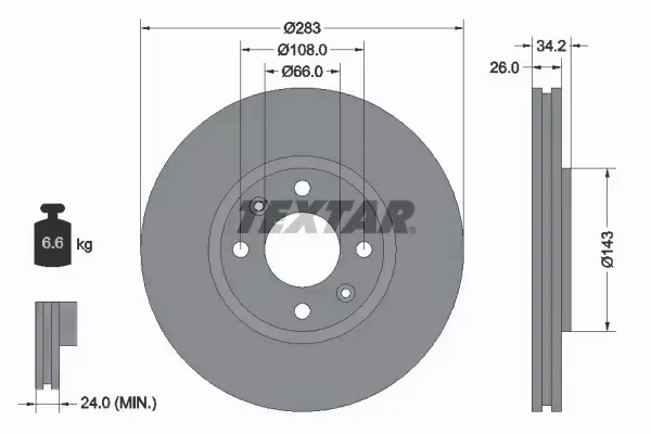 TEXTAR TARCZE+KLOCKI PRZÓD CITROEN C3 I II C4 