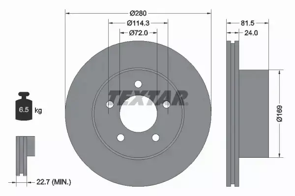 TEXTAR TARCZE PRZÓD 280MM JEEP CHEROKEE XJ ZJ 