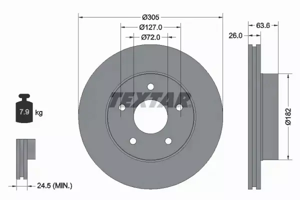 TEXTAR TARCZE HAMULCOWE PRZÓD 92113600 