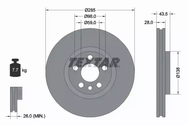 TEXTAR TARCZE+KLOCKI PRZÓD CITROEN C8 JUMPY 285MM 