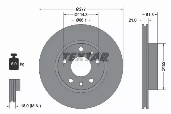 TEXTAR TARCZE HAMULCOWE PRZÓD 92115703 