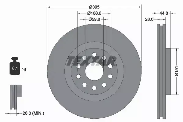 TEXTAR TARCZE HAMULCOWE PRZÓD 92115800 