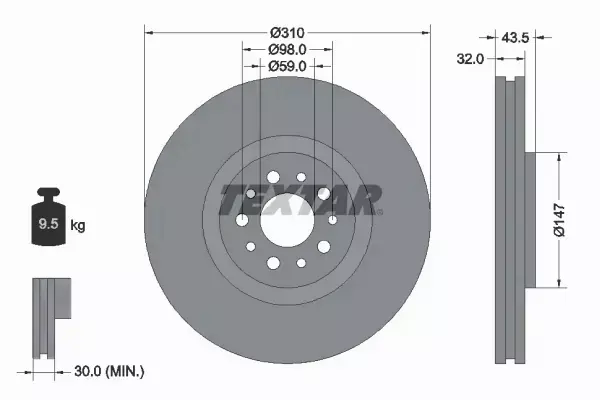 TEXTAR TARCZE+KLOCKI PRZÓD CITROEN C8 304MM 