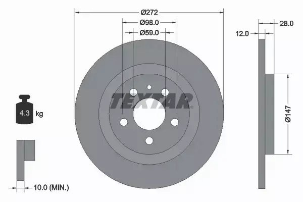 TEXTAR TARCZE+KLOCKI PRZÓD+TYŁ PEUGEOT 807 304MM 