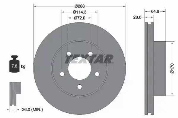 TEXTAR TARCZA HAMULCOWA 92119705 