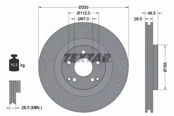 TEXTAR TARCZE+KLOCKI PRZÓD MERCEDES SLK R171 330MM 