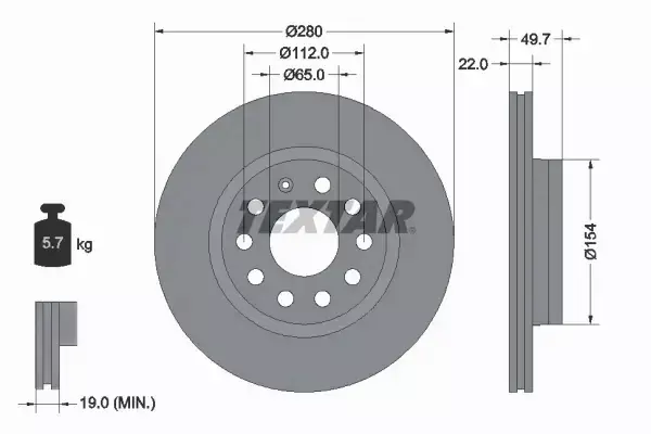 TEXTAR TARCZE PRZÓD 280MM SEAT ALTEA LEON TOLEDO 