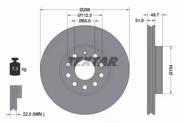 TEXTAR TARCZE PRZÓD 288MM AUDI A3 SEAT ALTEA LEON 