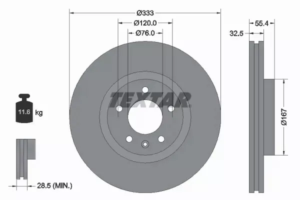 TEXTAR TARCZA HAMULCOWA 92121305 