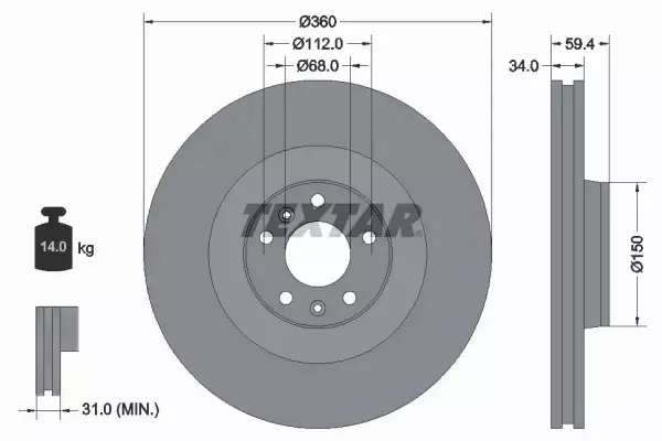 TEXTAR TARCZE+KLOCKI PRZÓD AUDI A6 C6 A8 D3 360MM 