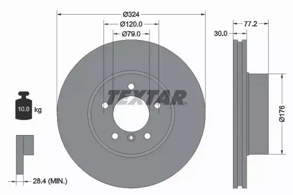 TEXTAR TARCZE+KLOCKI+CZUJNIKI P+T BMW 5 E61 324MM 