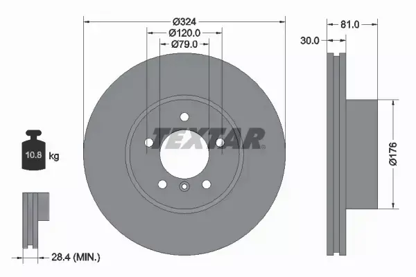 TEXTAR TARCZE+KLOCKI PRZÓD BMW 7 E65 E66 324MM 