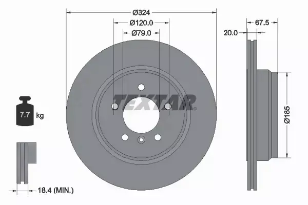 TEXTAR TARCZE+KLOCKI TYŁ BMW 7 E65 E66 324MM 