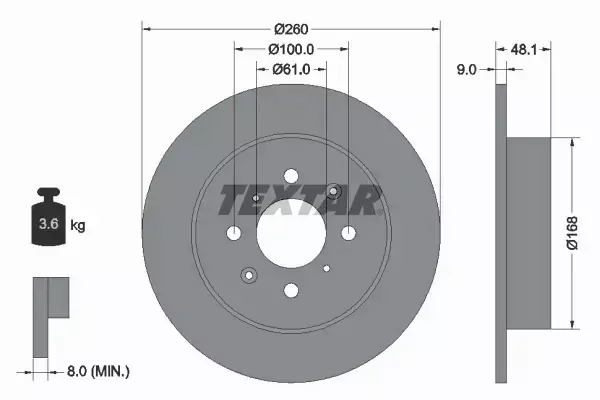 TEXTAR TARCZA HAMULCOWA 92125403 