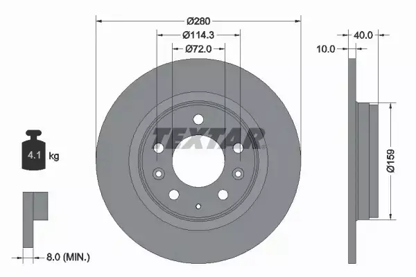 TEXTAR TARCZE HAMULCOWE TYŁ MAZDA 626 V PREMACY 