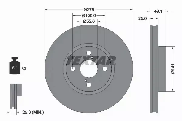 TEXTAR TARCZE+KLOCKI PRZÓD COROLLA E12 D-4D 2004-2 