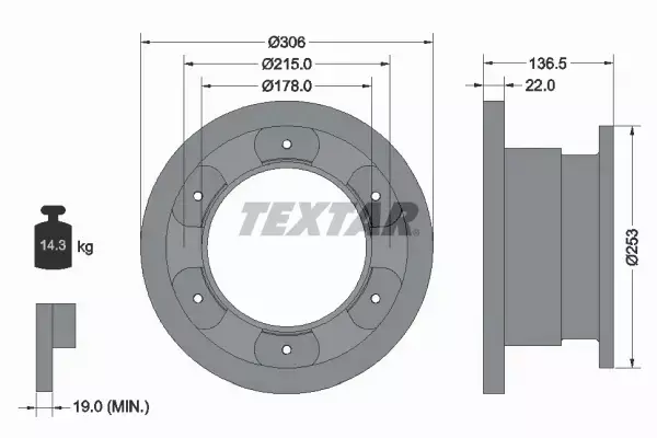 TEXTAR TARCZE HAMULCOWE TYŁ 93127300 