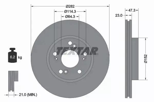 TEXTAR TARCZE+KLOCKI PRZÓD HONDA CIVIC VII 282MM 