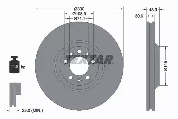 TEXTAR TARCZE+KLOCKI PRZÓD CITROEN C5 III C6 330MM 