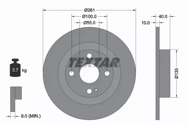 TEXTAR TARCZE HAMULCOWE TYŁ 92130200 