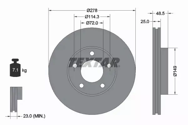 TEXTAR TARCZE+KLOCKI PRZÓD MAZDA 3 BK BL 278MM 