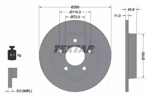 TEXTAR TARCZE+KLOCKI TYŁ MAZDA 3 BK BL 265MM 