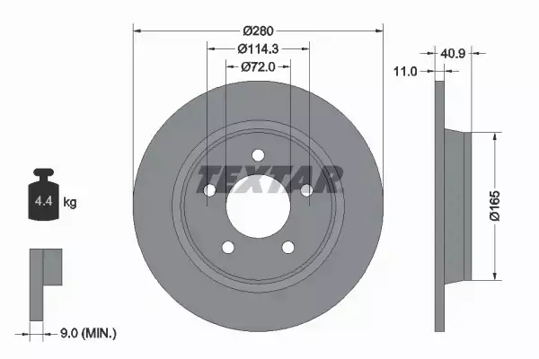 TEXTAR TARCZE+KLOCKI TYŁ MAZDA 3 BK BL 280MM 