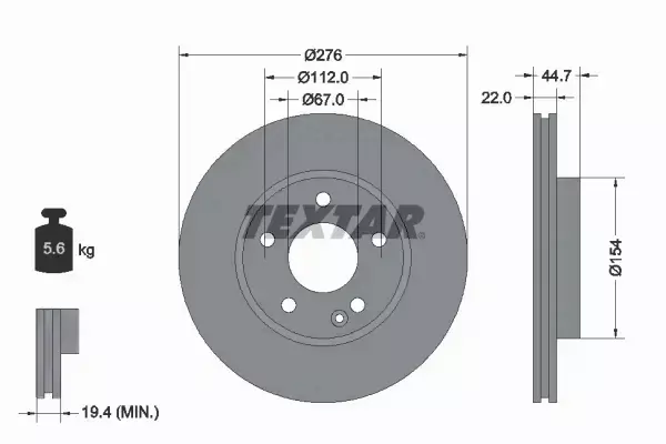 TEXTAR TARCZE HAMULCOWE PRZÓD 92131903 