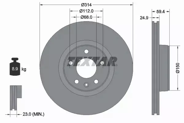 TEXTAR TARCZE+KLOCKI PRZÓD AUDI A6 C6 314MM 