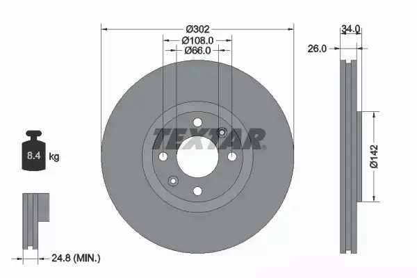 TEXTAR TARCZE+KLOCKI P CITROEN C4 PICASSO I 302MM 