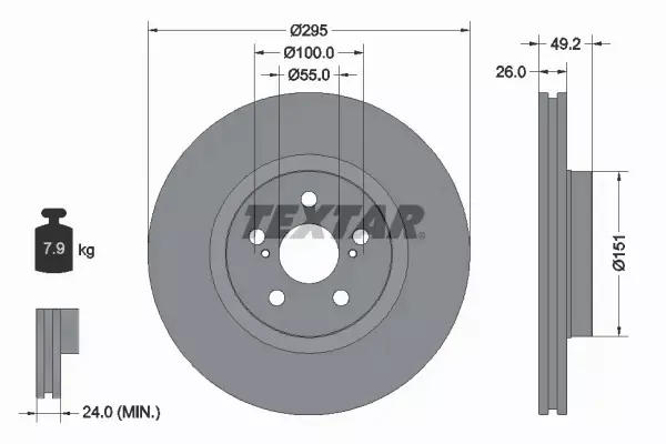 TEXTAR TARCZE+KLOCKI P TOYOTA AVENSIS T25 2.0 D4D 