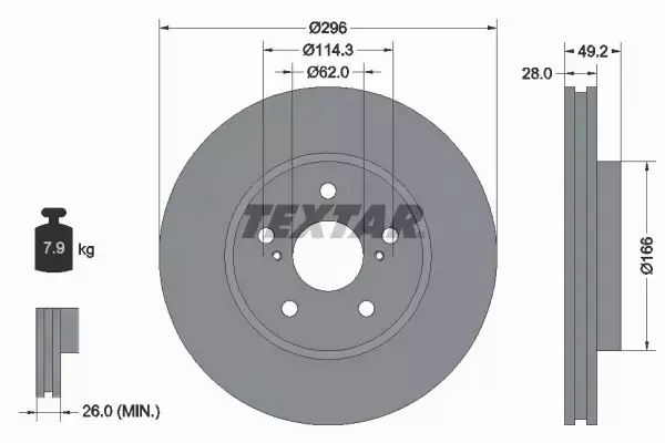 TEXTAR TARCZE HAMULCOWE PRZÓD 92135800 