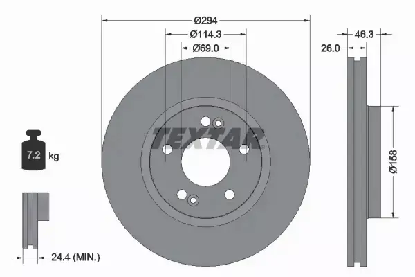 TEXTAR TARCZE HAMULCOWE PRZÓD 92136403 