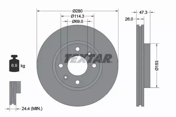 TEXTAR TARCZE+KLOCKI PRZÓD HYUNDAI ELANTRA 280MM 