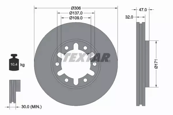 TEXTAR TARCZE HAMULCOWE PRZÓD 92138300 