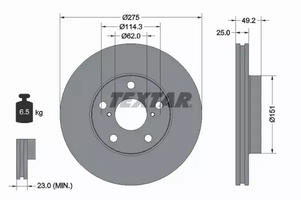 TEXTAR TARCZE HAMULCOWE PRZÓD TOYOTA RAV 4 II 275MM 