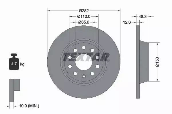 TEXTAR TARCZE HAMULCOWE TYŁ 92140803 