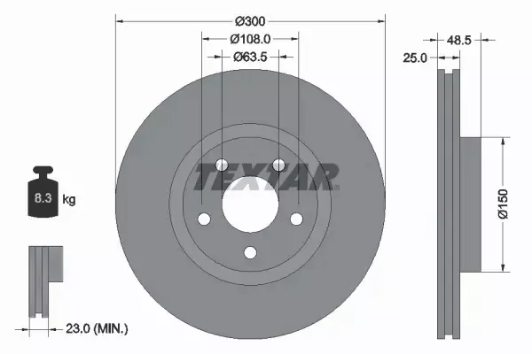 TEXTAR TARCZA HAMULCOWA PRZÓD 92141303 