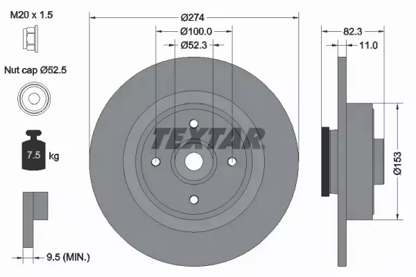 TEXTAR TARCZE HAMULCOWE TYŁ 92141403 