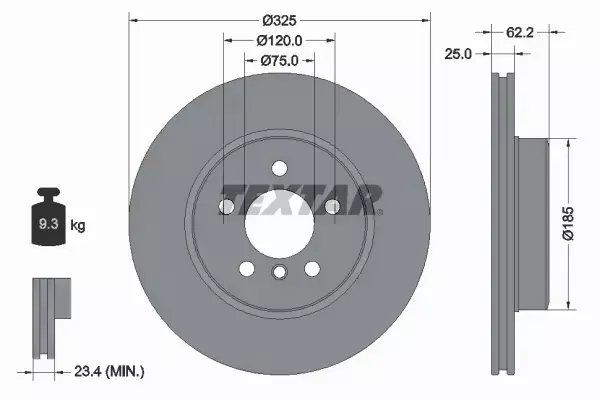 TEXTAR TARCZE+KLOCKI PRZÓD BMW X3 E83 325MM 