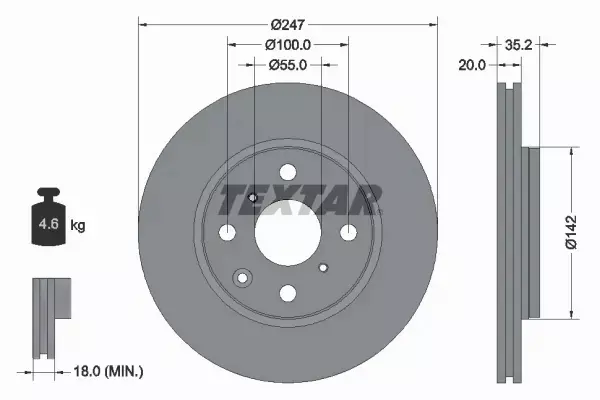 TEXTAR TARCZE+KLOCKI PRZÓD CITROEN C1 I II 247MM 