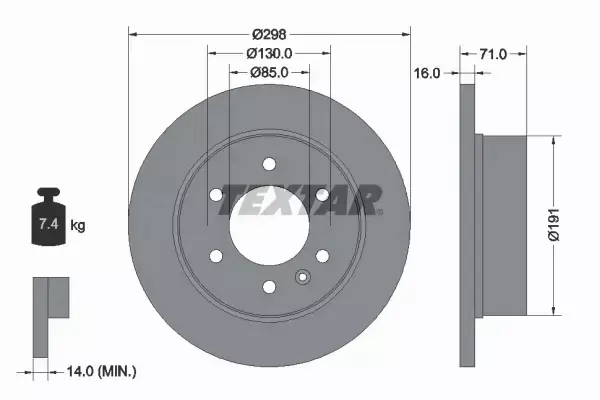 TEXTAR TARCZE+KLOCKI TYŁ VW CRAFTER 2E 298MM 