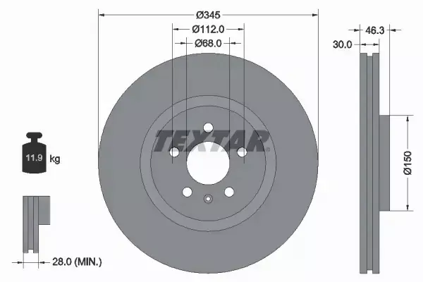 TEXTAR TARCZE HAMULCOWE PRZÓD 92143903 