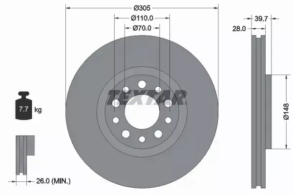 TEXTAR TARCZE + KLOCKI PRZÓD ALFA ROMEO 159 BRERA 