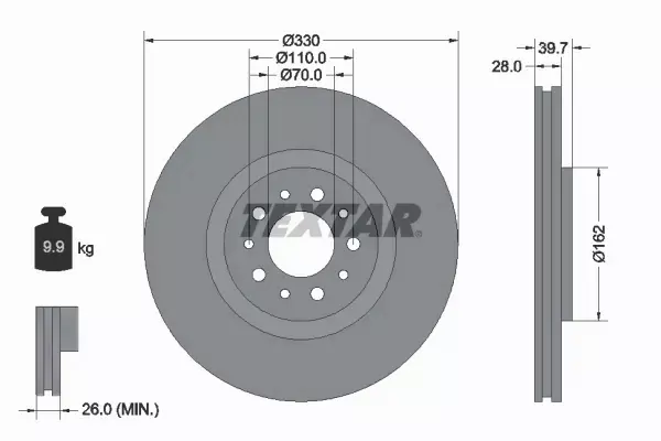 TEXTAR TARCZE+KLOCKI P ALFA ROMEO GIULIETTA 330MM 